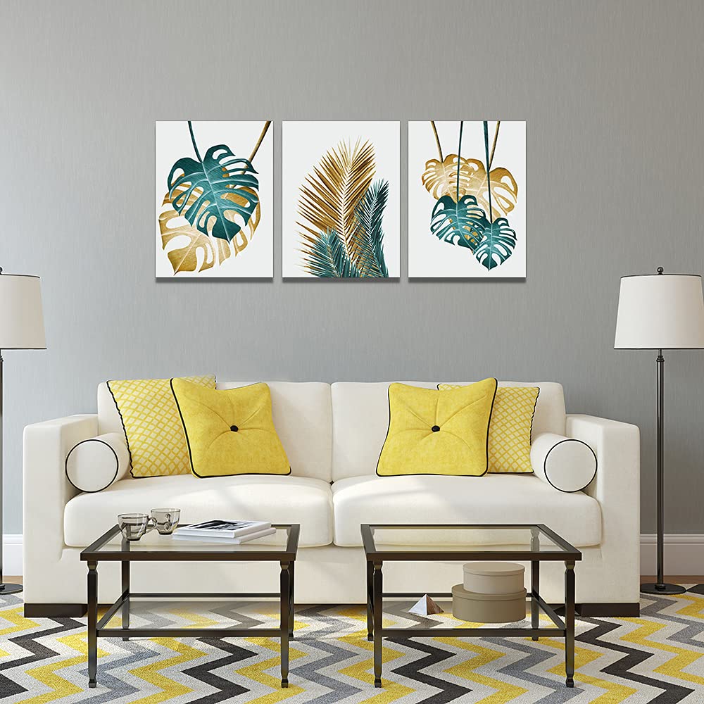 Canvas Wall Art For Living Room Family Wall Decoration For Bedroom Kitchen Dining Room Wall Decor Abstract Painting Leaves Wall Pictures Artwork Office Canvas Art Prints Bathroom Home Decor 3 Piece