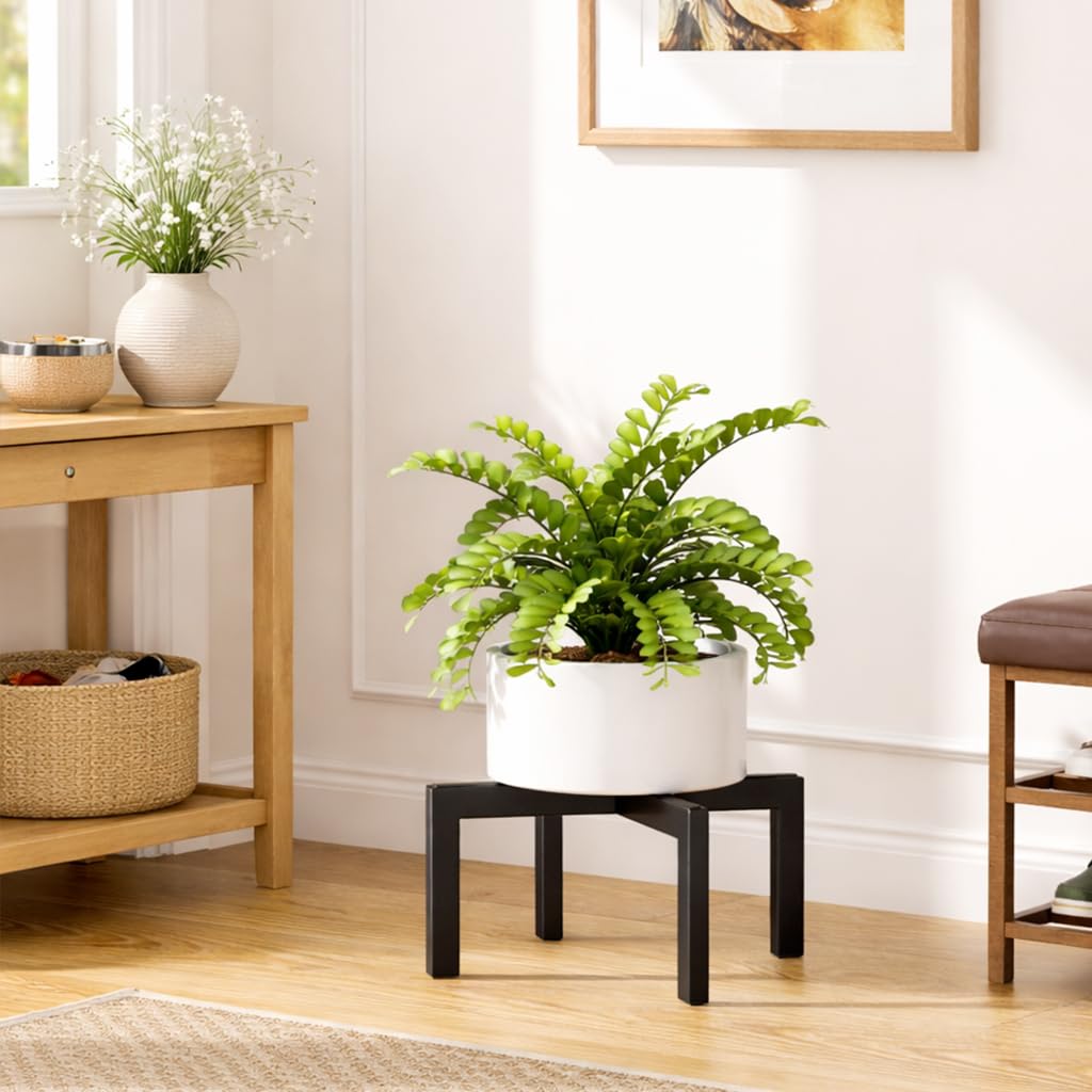 pickpiff Plant Stand Indoor Outdoor Flower Holder Riser Low Profile 150lbs Heavy Duty For Pots 5–12'' Black, Metal