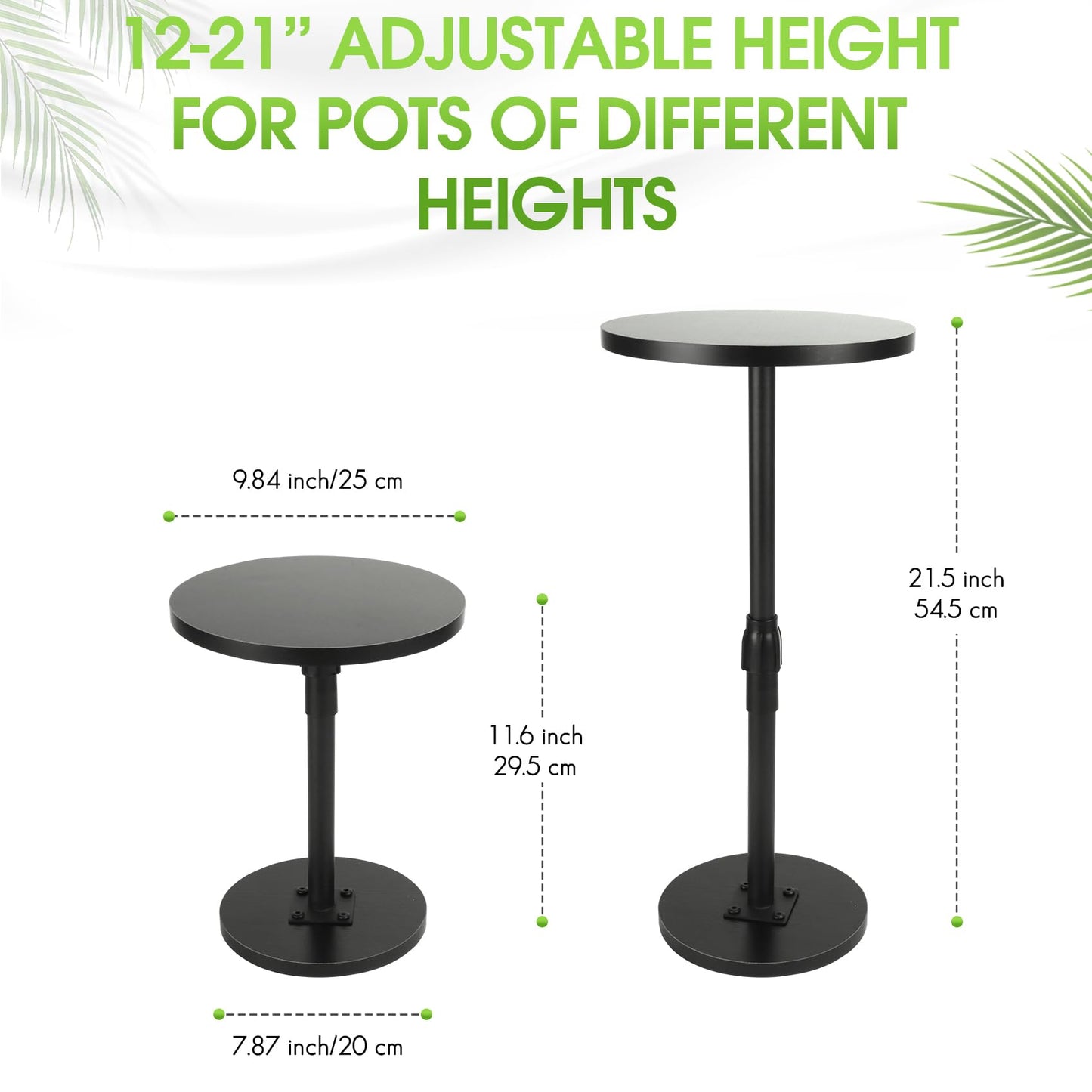 Flantor 2 Pack Adjustable Plant Risers for Inside Pots - Liftable Base Insert for Tall & Large Flower Pots & Plant Containers, 12-21" Adjustment Indoor Outdoor Use for Deep Pot (6" 8" 10" Base or Top)