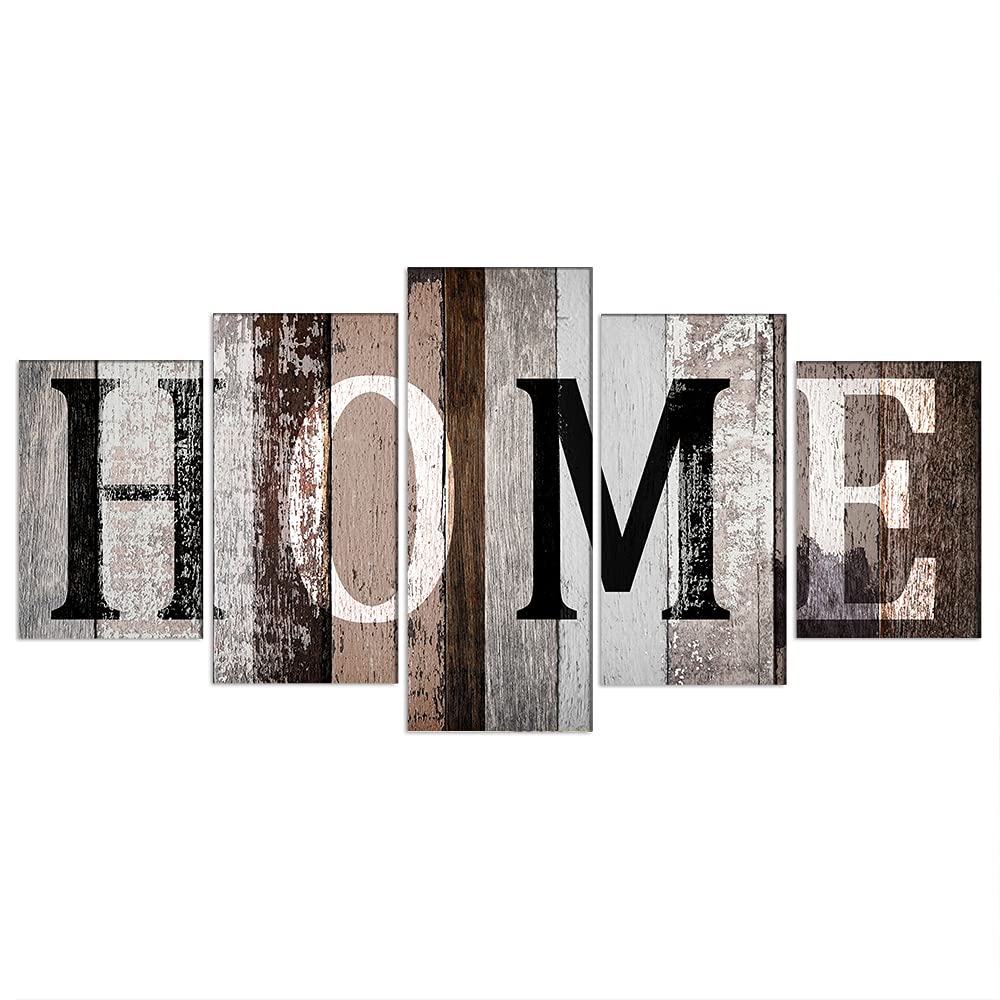 LUDUHU Home Canvas Print Wall Art - 5 Piece Sweet Home Signs, Black and White Quotes, Modern Family Wall Decor (G, Oversize 40x20inch)