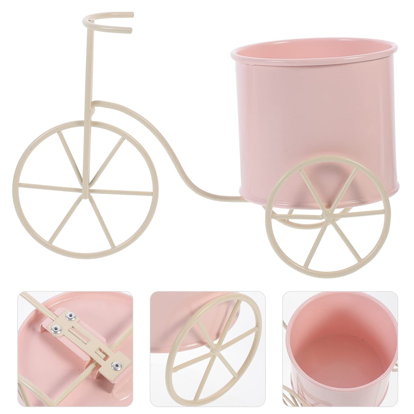 NUOBESTY Bicycle Metal Plant Stand Flower Pot Holder Iron Bicycle Plant Flower Stand Pot Patio Indoor Outdoor Decor, Pink