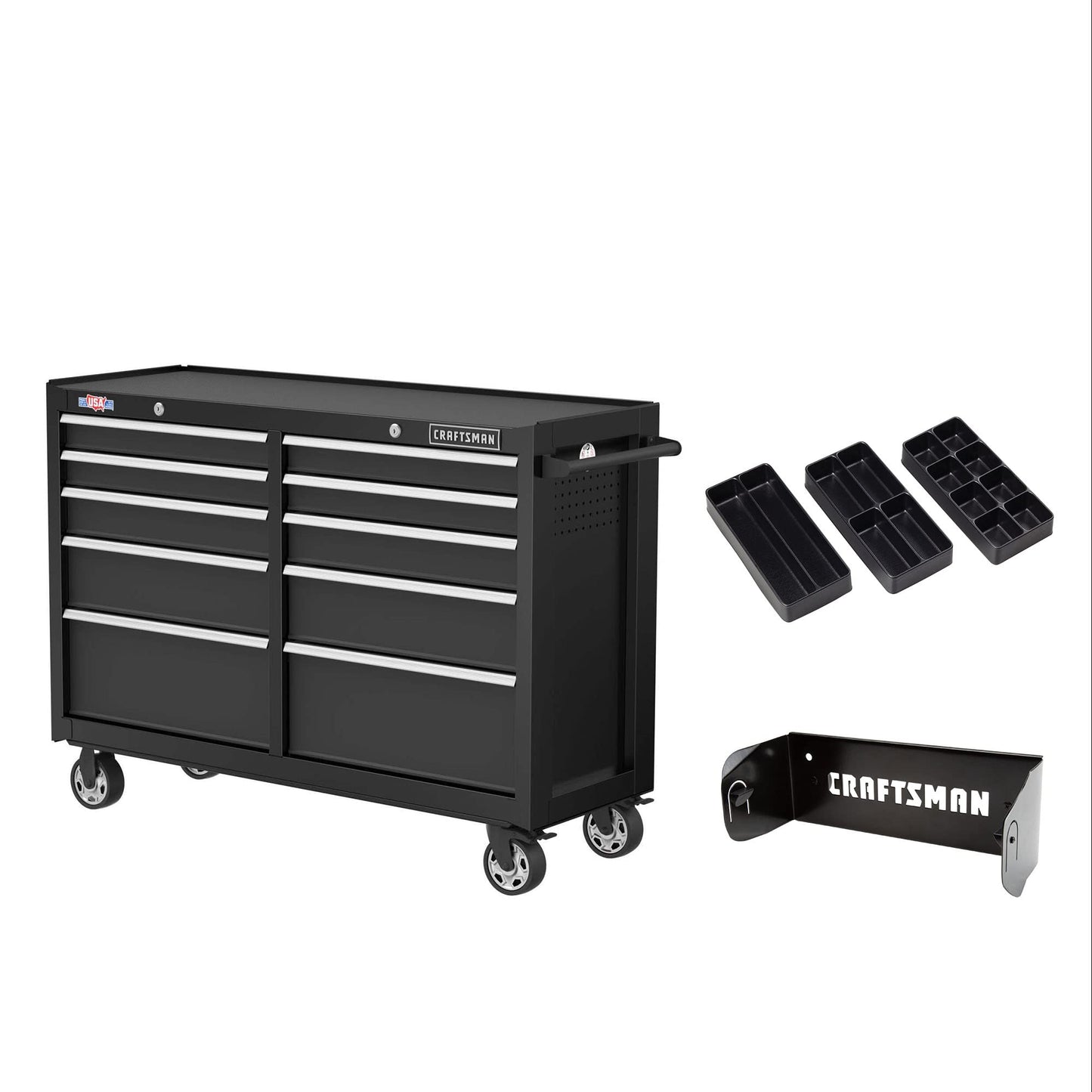 CRAFTSMAN S2000 52" Tool Chest, 10-Drawer Rolling Tool Storage Cabinet with Tray and Holder, Black (CMST352102BK)