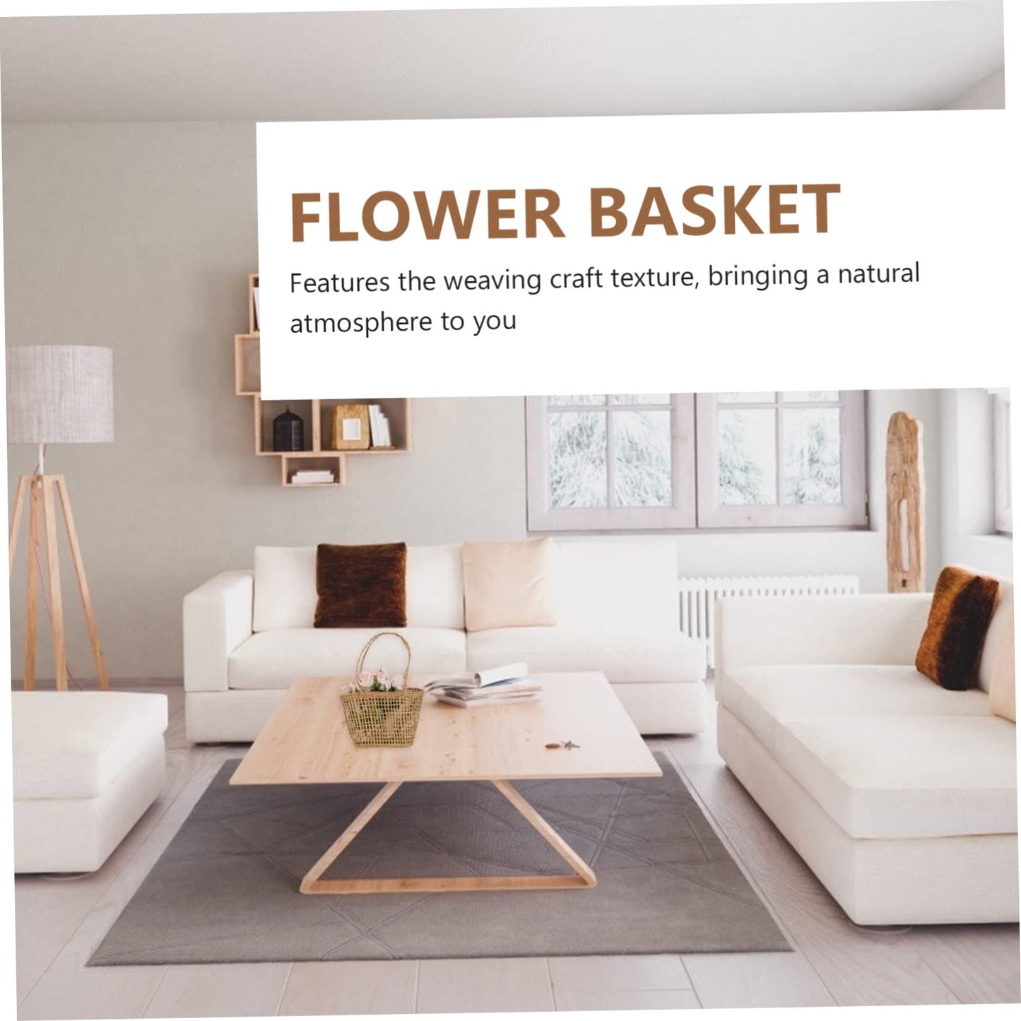 Cabilock Rope Baskets for Storage Straw Weaving Flower Basket Hanging for Home Decor