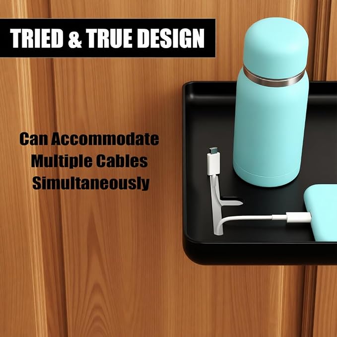 KUK Bedside Shelf for Dorm Room, Stable ABS Plastic Bunk Bed Table Shelf with Cord Hole for Top Bunk, College Dorm Room Essentials, Clip on Nightstand Tray Organizer for Bunk Loft Dorm Bed (Black)