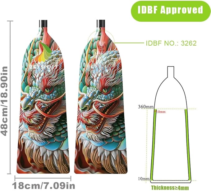 Z&J SPORT Adjustable Dragon Boat Paddle, IDBF Approved Carbon Fiber Paddle, Dragon Graphic Paddle with Adjuster for Dragon Boat Race with Adjustable T Handle