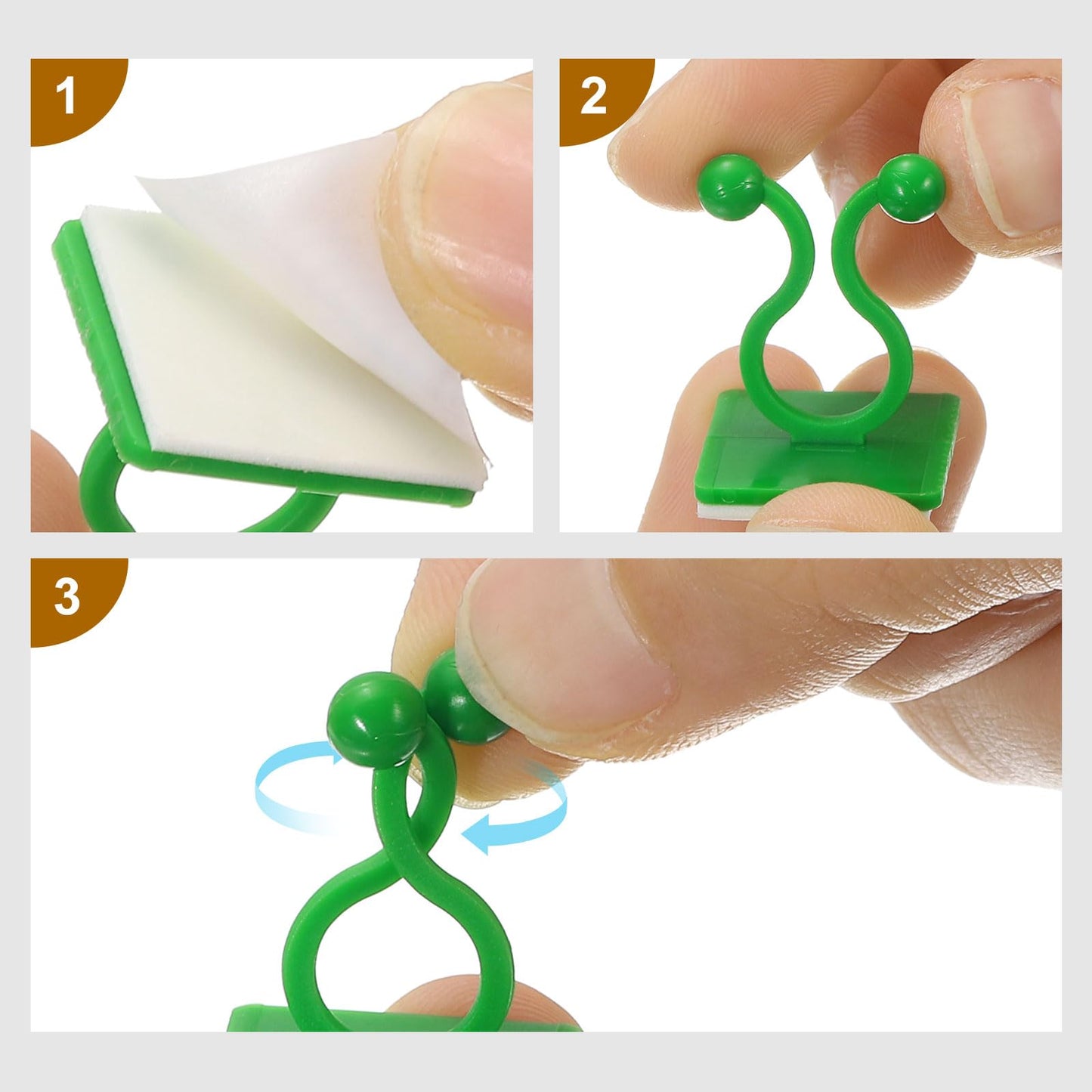 uxcell 100Pcs Plant Climbing Wall Fixture Clips, Plant Fixer Self-Adhesive Hooks Wire Fixing Supporting for Indoor Outdoor Decoration and Cable Wire Fixing (Green, 19mm/0.75")