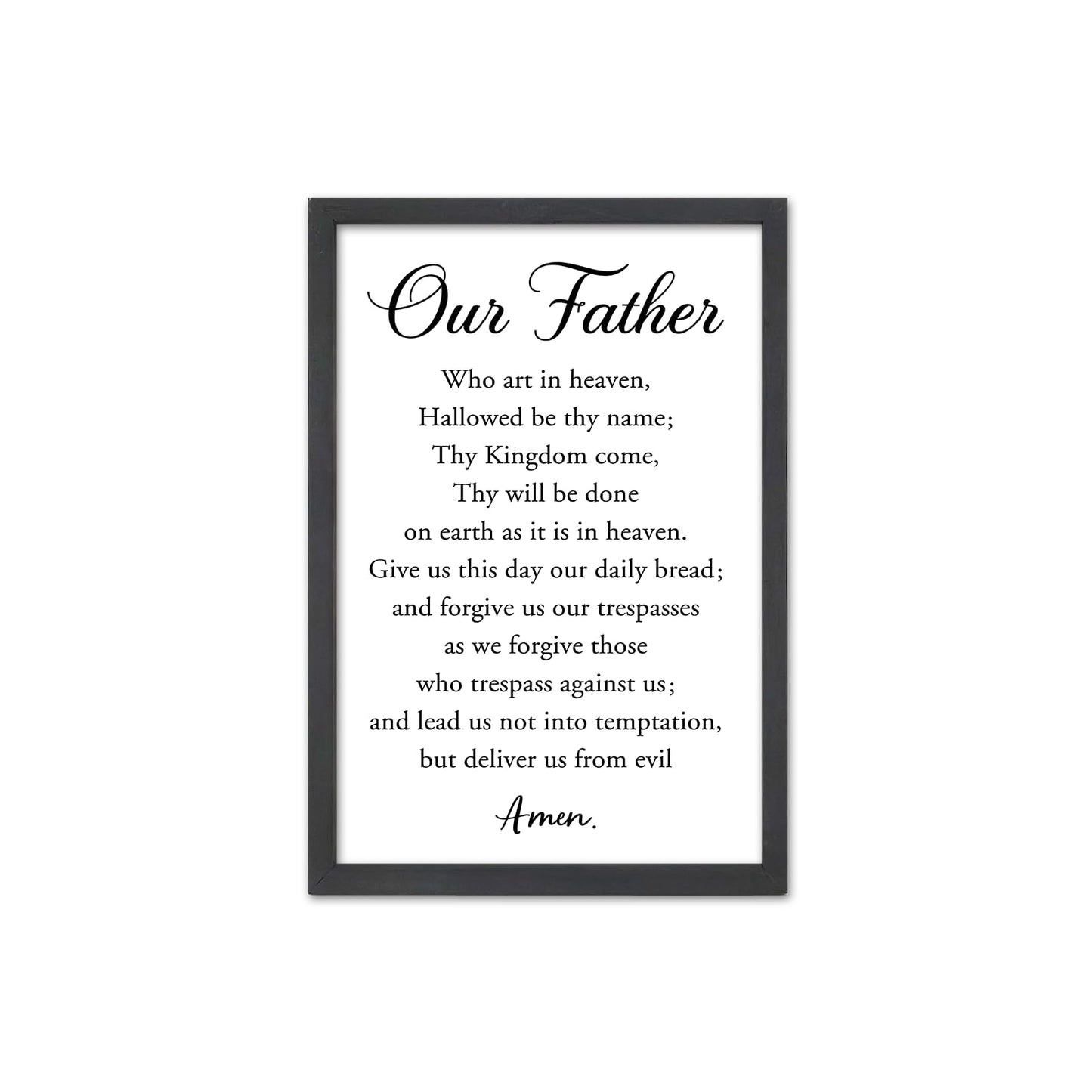 FZMHASLWW Our Father Prayer Wall Decor 16" x 11" Bible Verse Scripture Inspirational Quotes Sign Christian Wood Framed Wall Hanging Art (Black