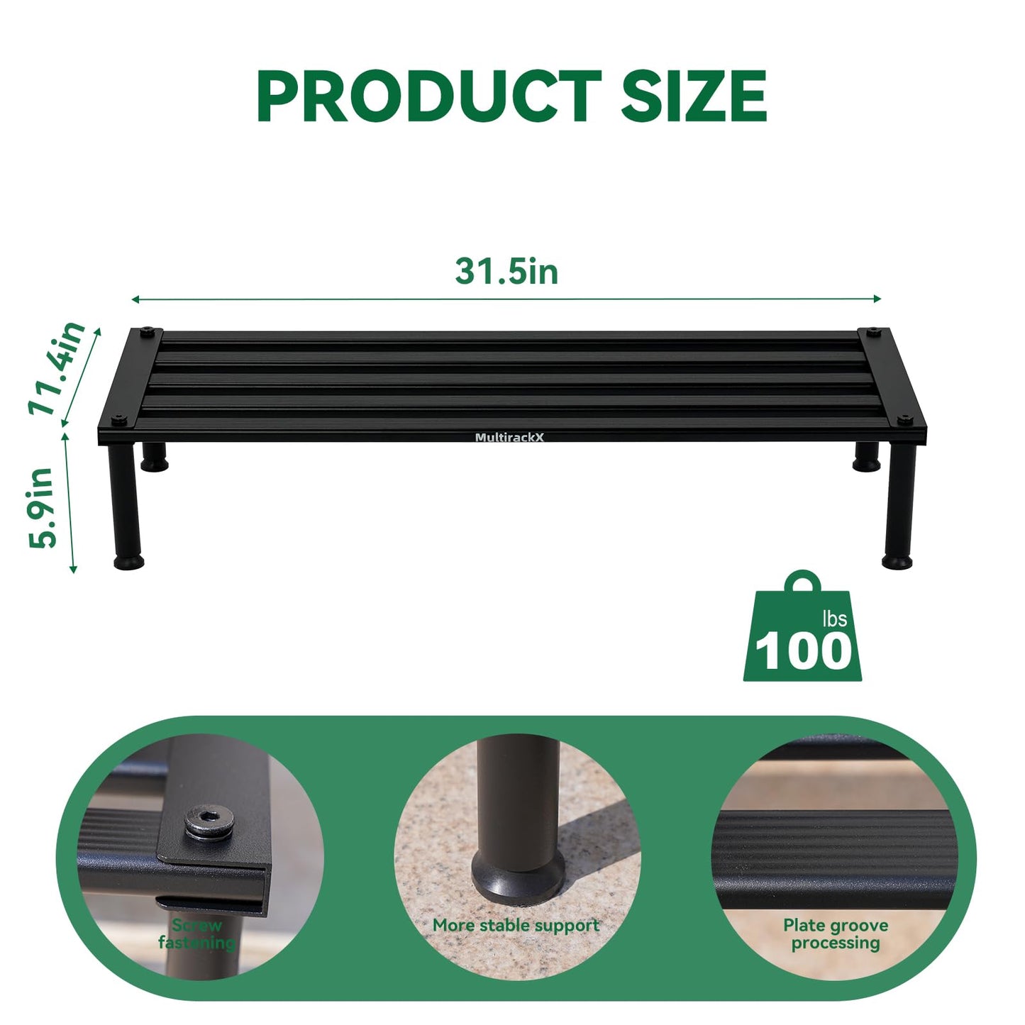 MultirackX Metal Plant Stand, Rust-proof Aluminum Display Rack, Plants Display Stands Decoration Racks for Living Room Garden Balcony Patio (Black, 31.5Inch Low)