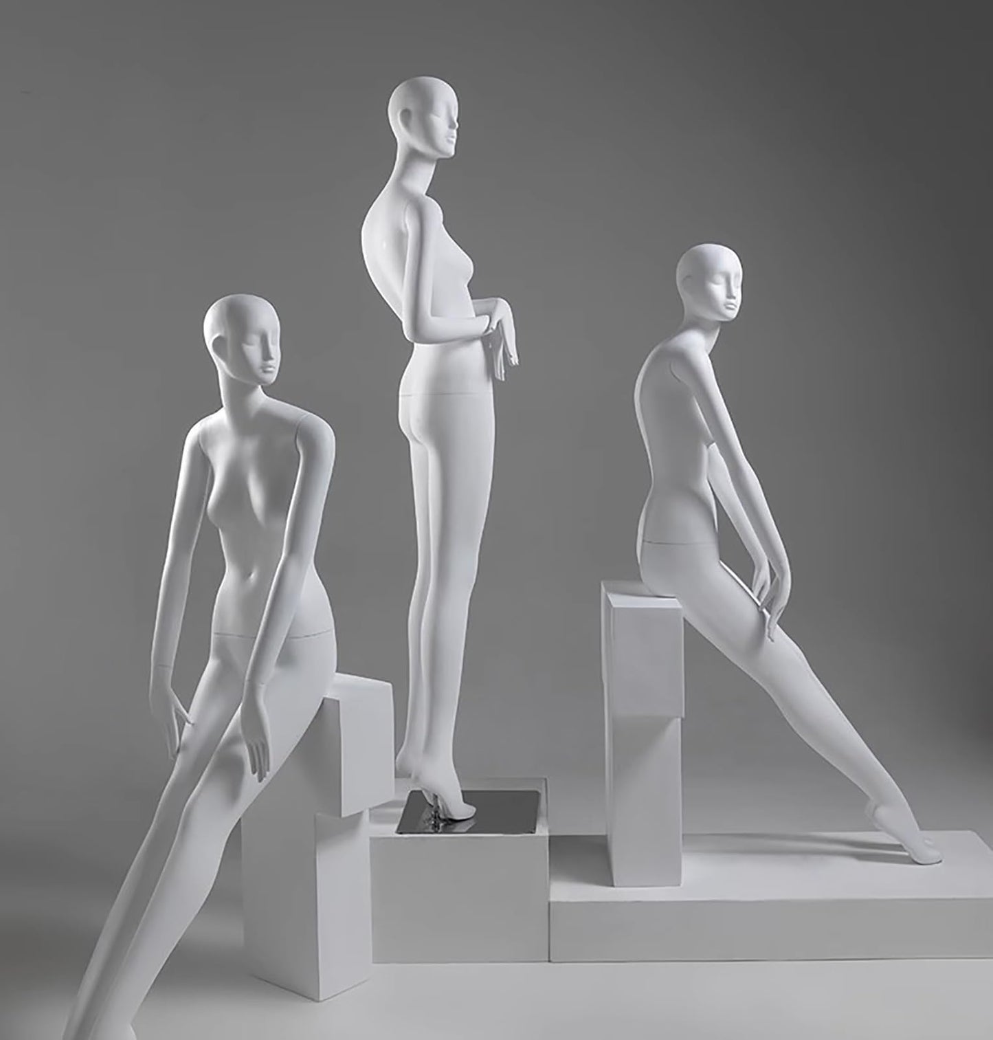 Matte White Tall Female Mannequin with Head, Detachable Torso Dress Form for Retail & Home Display - Ideal Clothing Display for Online Shops (Size: Style5)