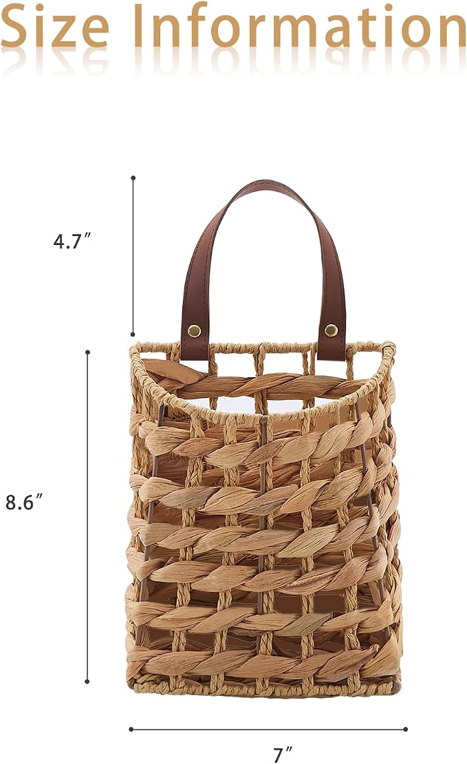 Wall Hanging Basket Decorative Boho Mounted Organizer Dried Flower Plants Front Door Basket for Garden Farmhouse Home