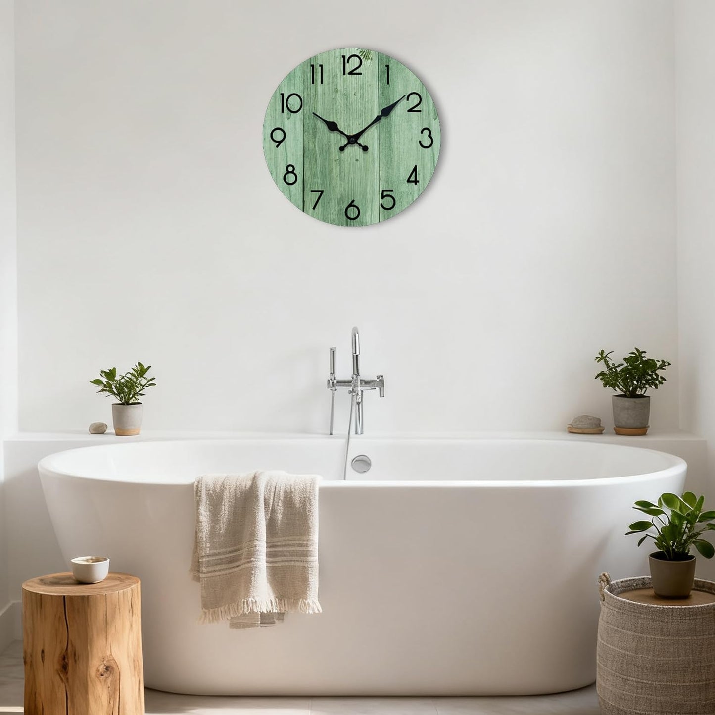 TGHHPC Wall Clock, Modern Wall Clocks Battery Operated, Silent Non Ticking Clock Decorative for Living Room, Office, Home, School 8 Inch (Light Green)