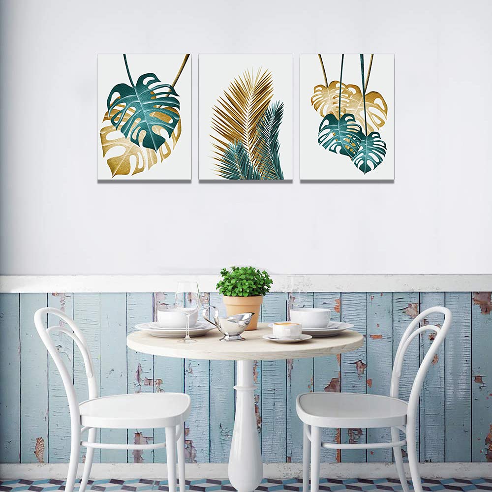 Canvas Wall Art For Living Room Family Wall Decoration For Bedroom Kitchen Dining Room Wall Decor Abstract Painting Leaves Wall Pictures Artwork Office Canvas Art Prints Bathroom Home Decor 3 Piece