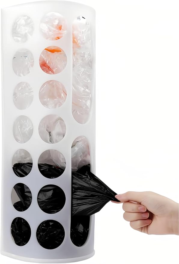 Lunies Plastic Bag Holder for Grocery Bags，Large Capacity Plastic Bag Dispenser, Multiple Grocery Bag Storage Organizer, Wall Mount Kitchen Trash Bag Holder(White,1 pack)
