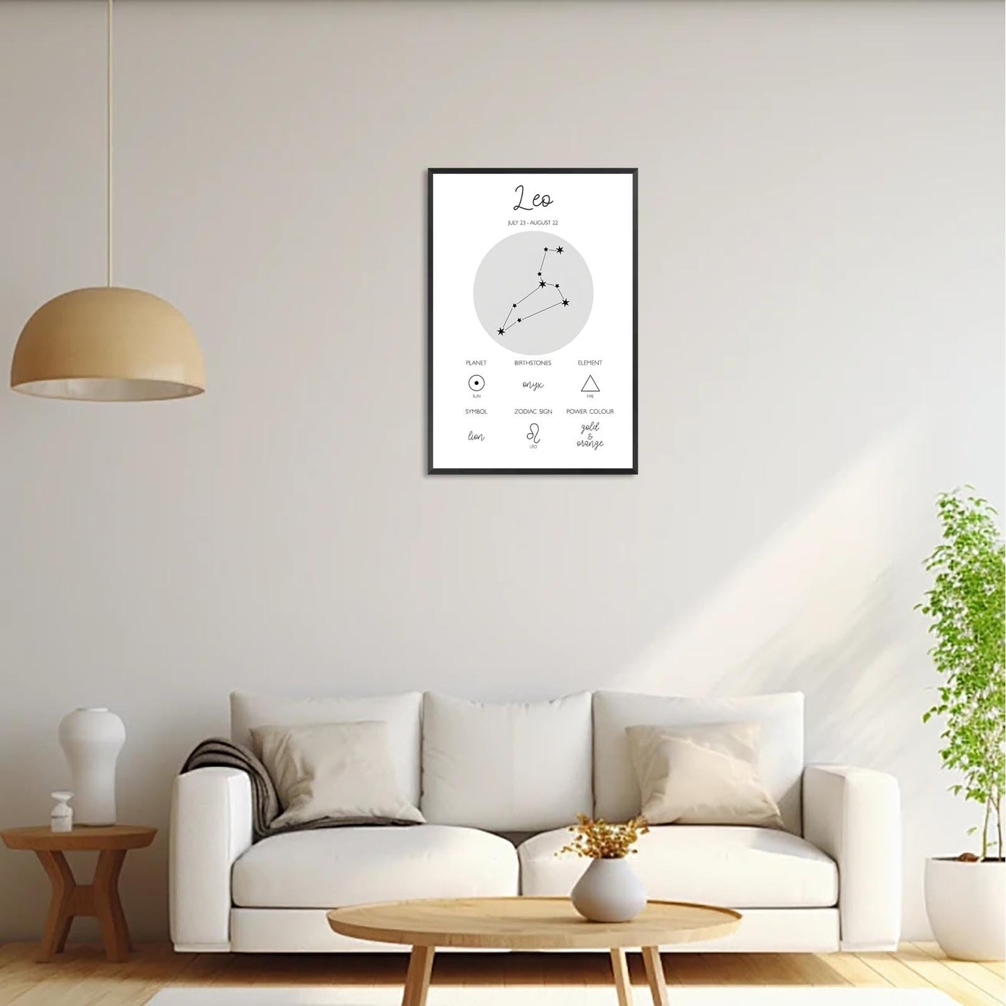 Leo Zodiac Canvas Wall Art Fire Signs Horoscope Poster Constellation Astronomy And Astrology Aesthetic Print Painting For Living Room Bedroom Office Wall Decor 12x16in Unframed