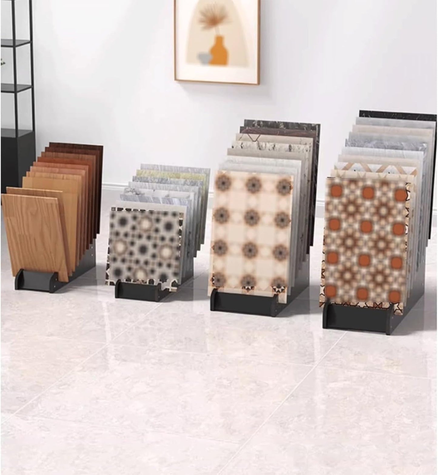 Floor Tile Sample Rack,Wooden Tile Sample Display Rack - 59x43x44.5cm Floor-Standing Organizer for Retail & Home Improvement - Multi-Slot Storage Shelf for Building Supplies, Material & Samp