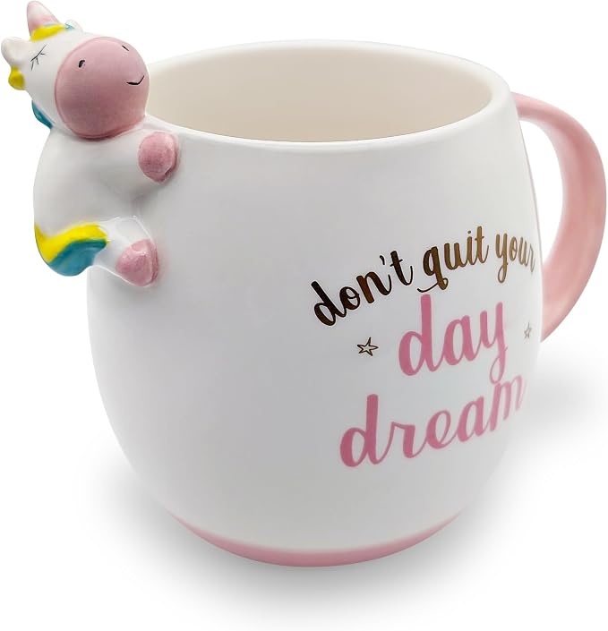 Decodyne Funny Unicorn Coffee Mug 14 Ounce, Gag Gifts for Adults, White Elephant Gifts, Cute Stuff For Women and Teen Girls, Coworker Office Gift, Cool Stuff