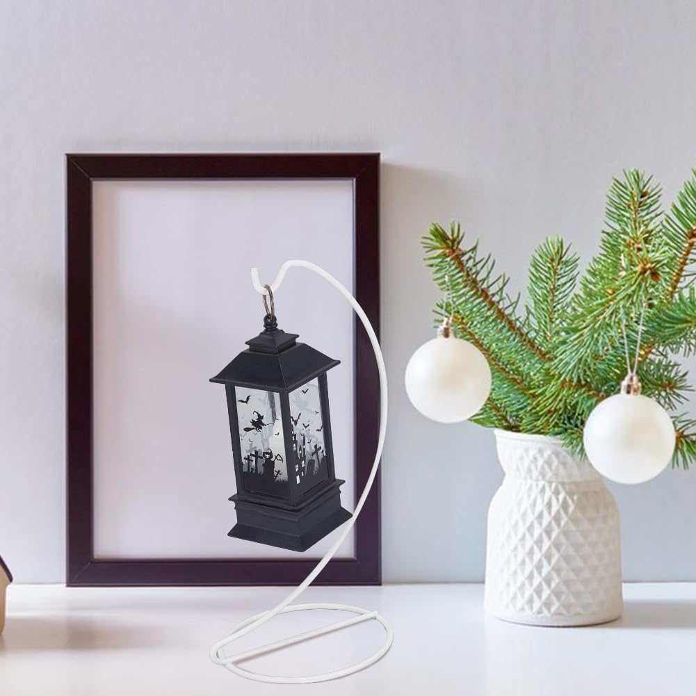 DELORIGIN 6pcs Ornament Display Stand Hanger Holder Glass Globe Iron Wire Stand Hanging Hook Rack for Christmas Lanterns Hanging Air Plant Terrarium Witch Ball Decor DIY Art Craft Display(White)