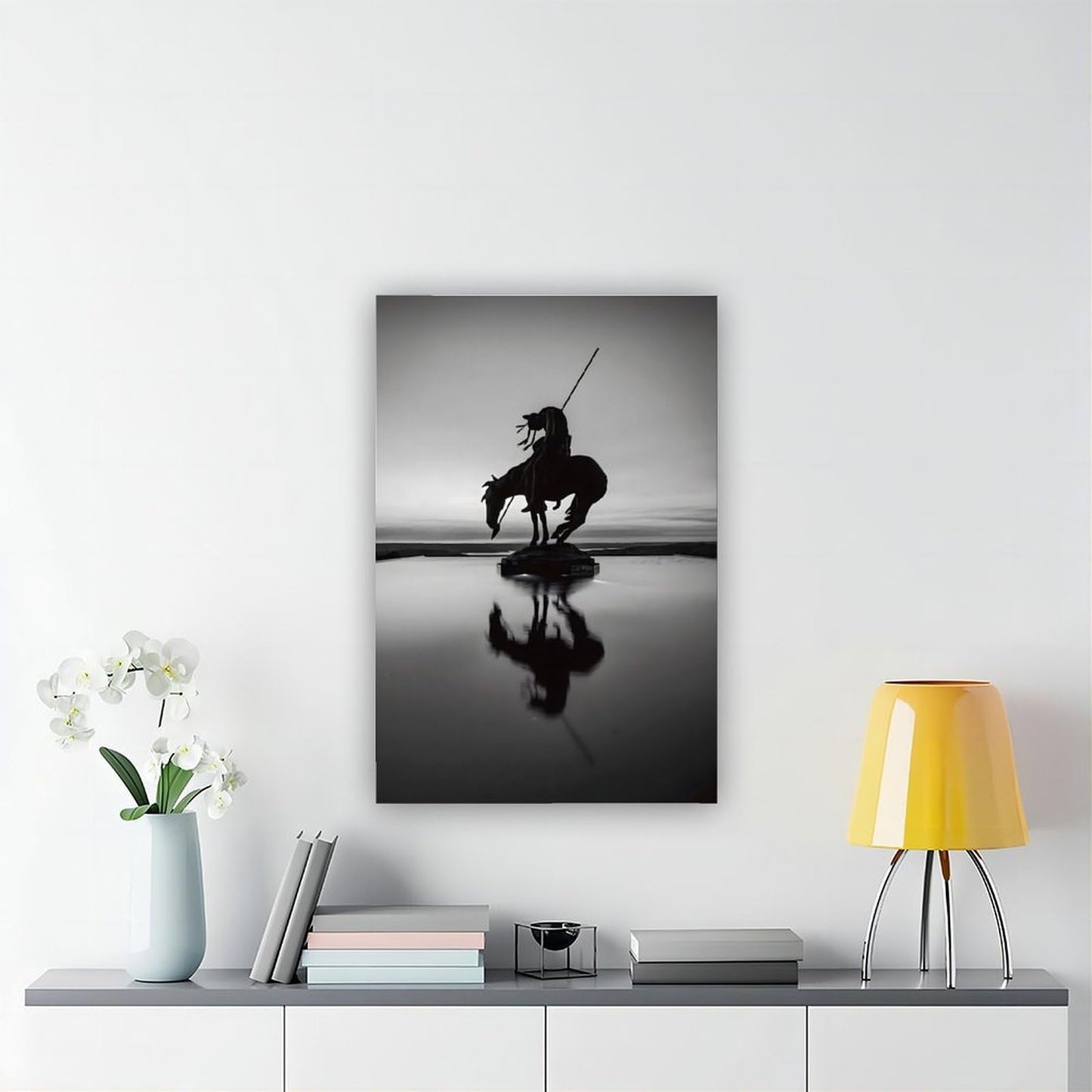 BMtyDG End Of The Trail Silhouette Black And White Canvas Poster Wall Art Prints Room Aesthetic Murals Bedroom And Living Decorations Frame 12x18inch