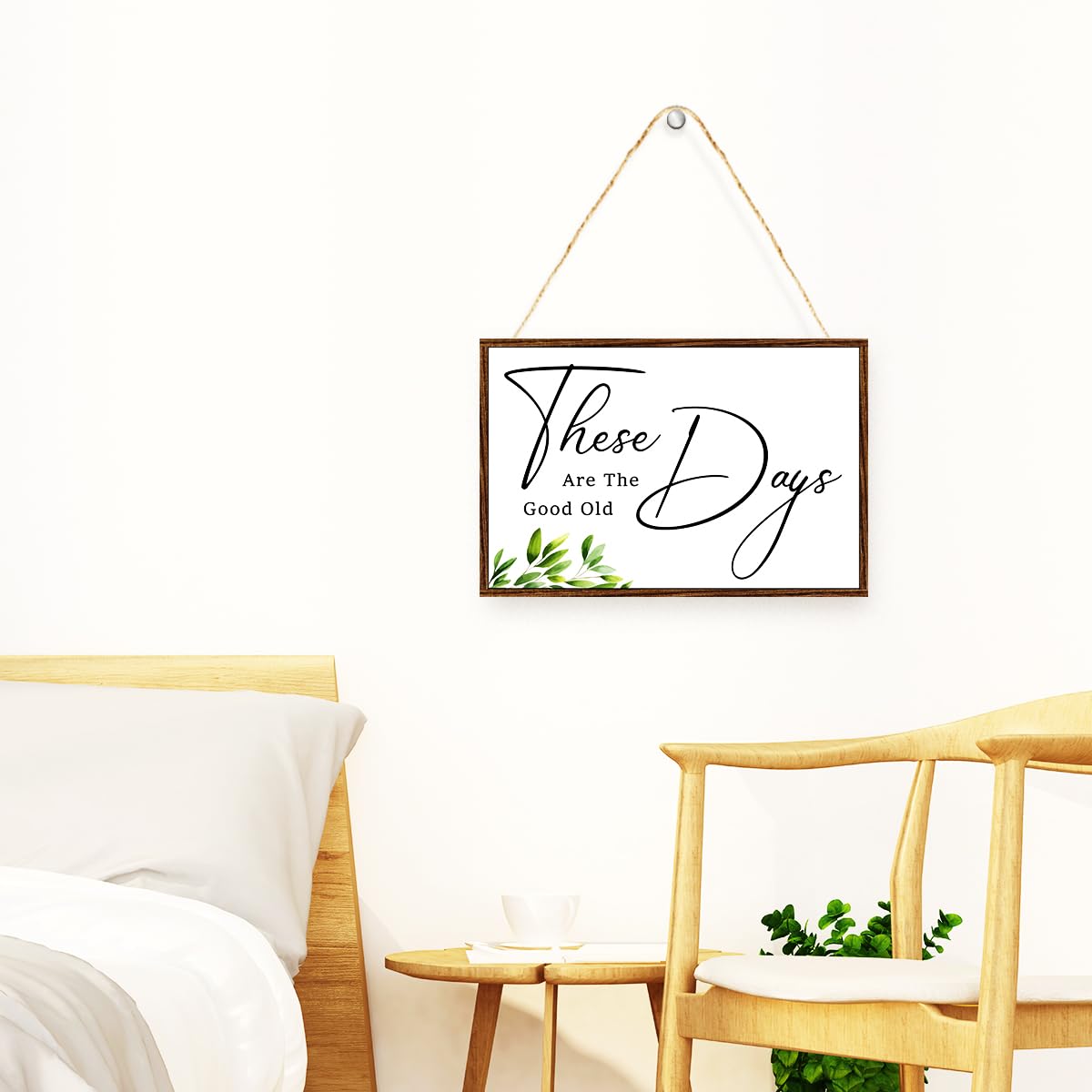 These Are The Good Old Days Sign Wood Plaque Wall Decor,Positive Quote Wooden Hanging Sign Wall Pediments for Home Office Front Door Wall Decor