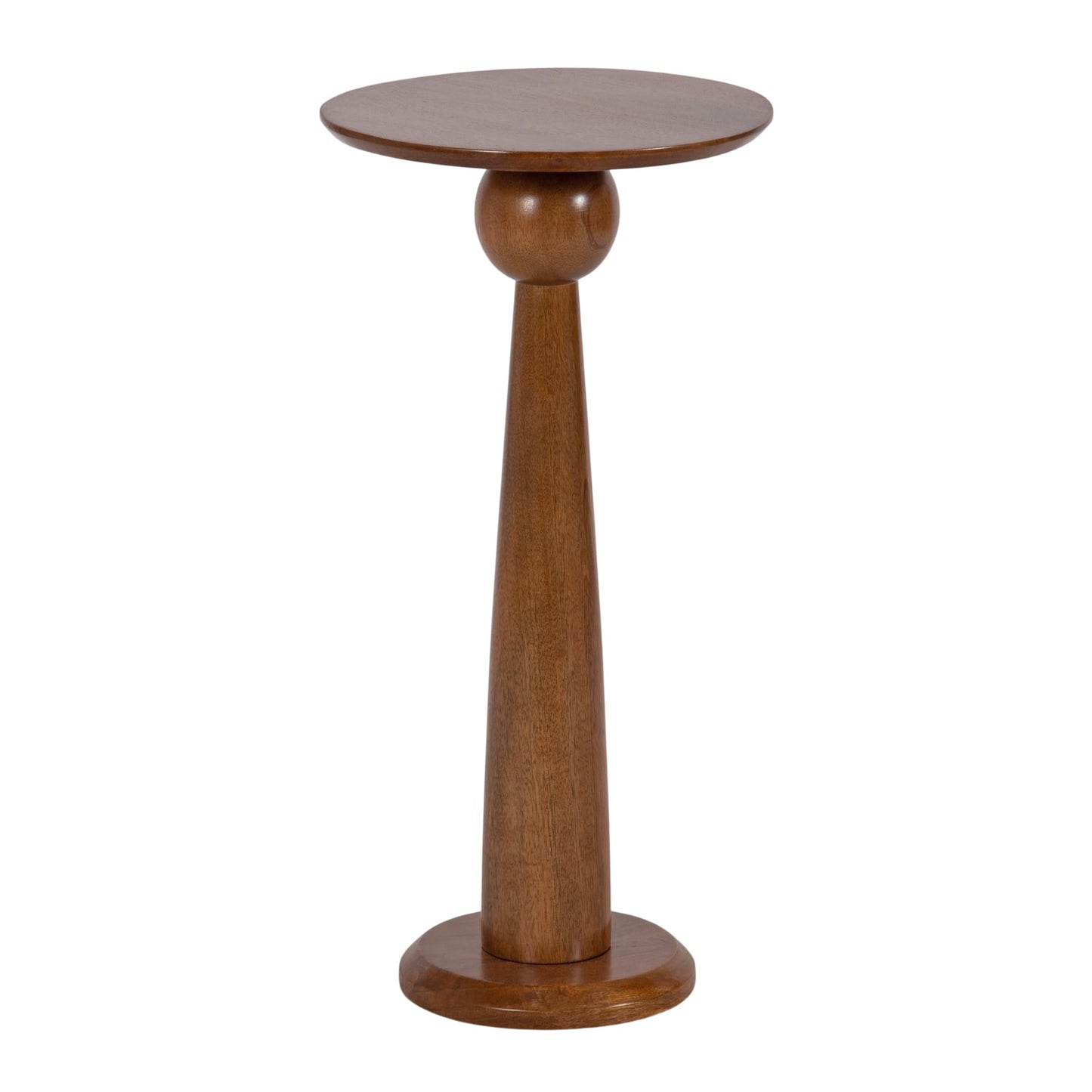 Kate and Laurel Jakob Modern Wooden Round Side Table; 12 x 24; Walnut Brown; Circle Pedestal Table for Use as Bedroom Nightstand; Indoor Plant Stand; or Decorative Living Room Table