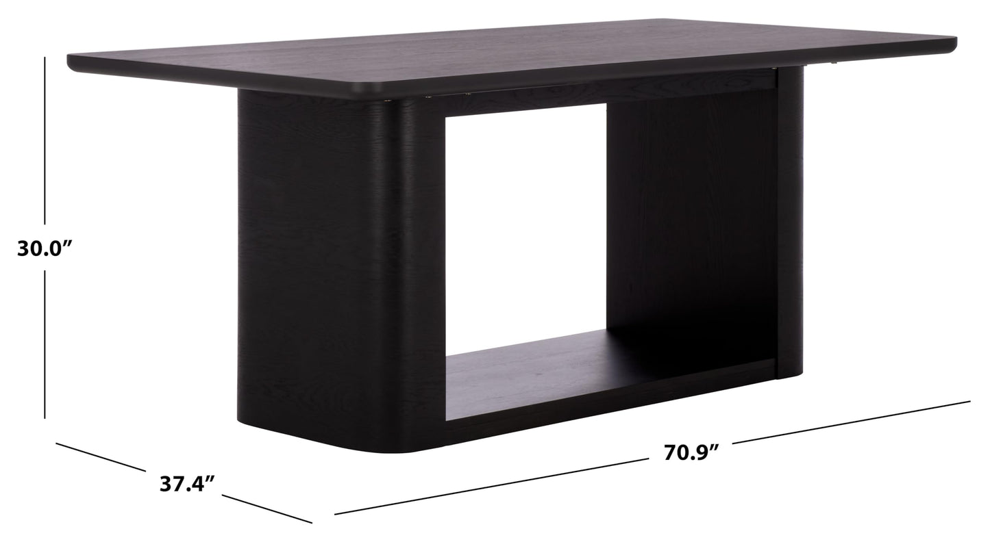 SAFAVIEH Home Collection - Howard Black Oak Wood Dining Table, Modern Rectangle Pedestal Base, Contemporary Design (SFV7250B)