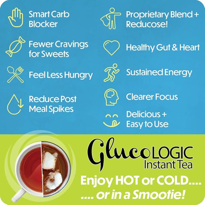 LifeSense GlucoLogic Clinically Proven Functional Tea, Next-Generation Smart Carb Blocker to help Reduce Food Hunger and Cravings, Promotes Health and Sustained Energy (90 grams/30 servings)