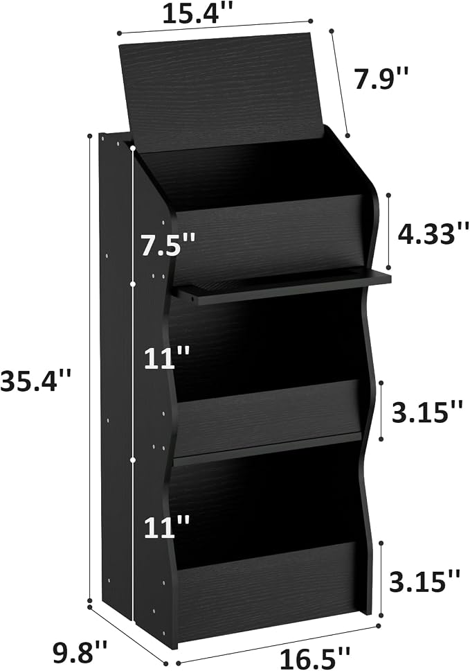 Potato and Onion Storage Bin with Lid, Root Vegetable Storage Rustic Bread Box for Kitchen Pantry, Wooden Bread Cabinet Fruit Storage Rack,Black