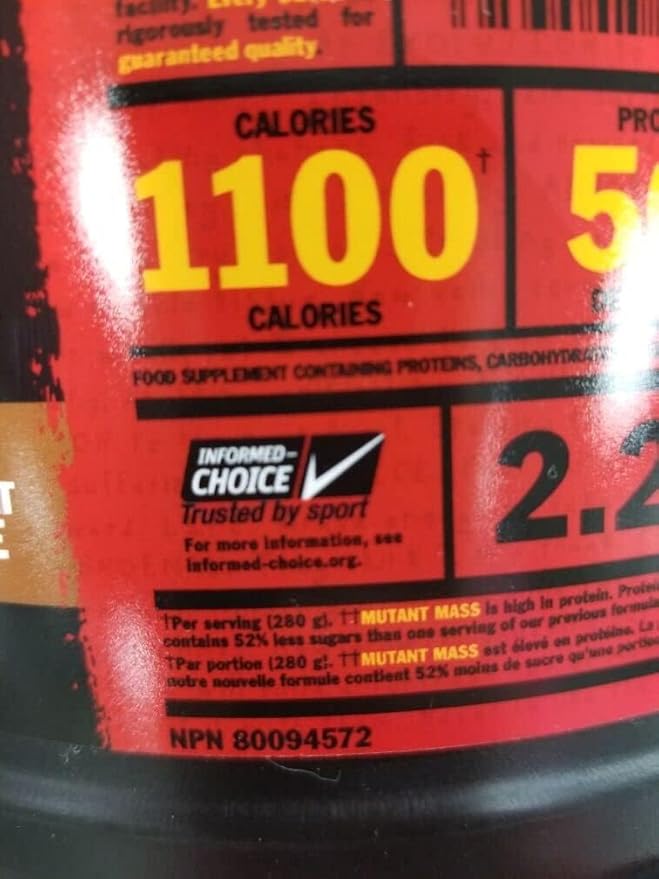 Mutant Mass Weight Gainer Protein Powder ??Build Muscle Size and Strength with 1100 Calories ??56 g Protein ??26.1 g EAAs ??12.2 g of BCAAs ??15 lbs with 24 Servings ??Cookies & Cream