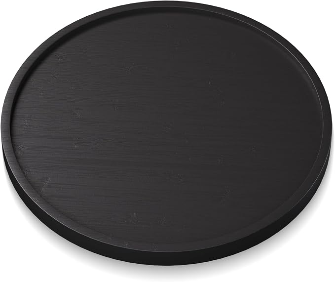 VERTORGAN Bamboo Serving Tray,9.8 Inch Decorative Trays Platter for Coffee Table,Living Room,Bar,Party,Mini Charcuterie Boards Cheese Board,Home Decor（Black）