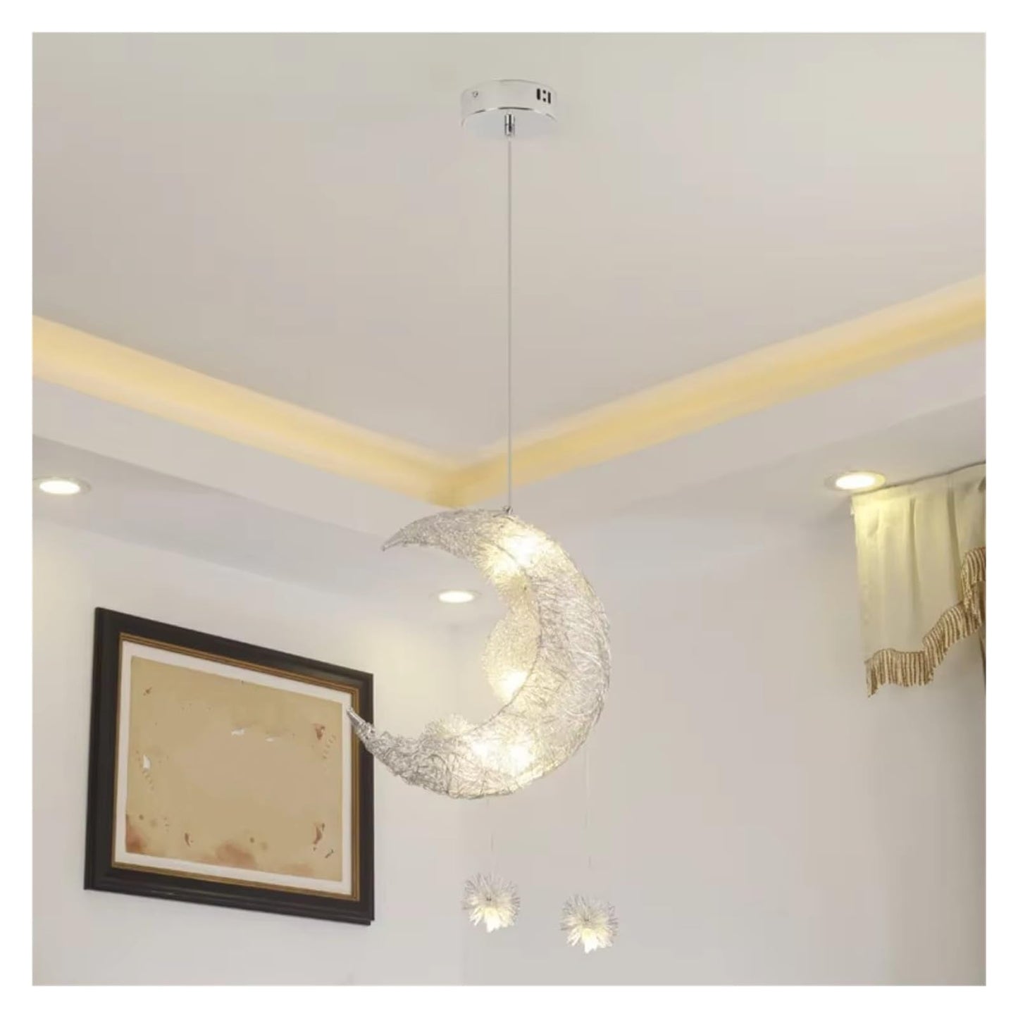 Moon Pendant Lights LED Modern Chandelier Ceiling Light Children Bedroom Hanging Lamp,for the Living Room