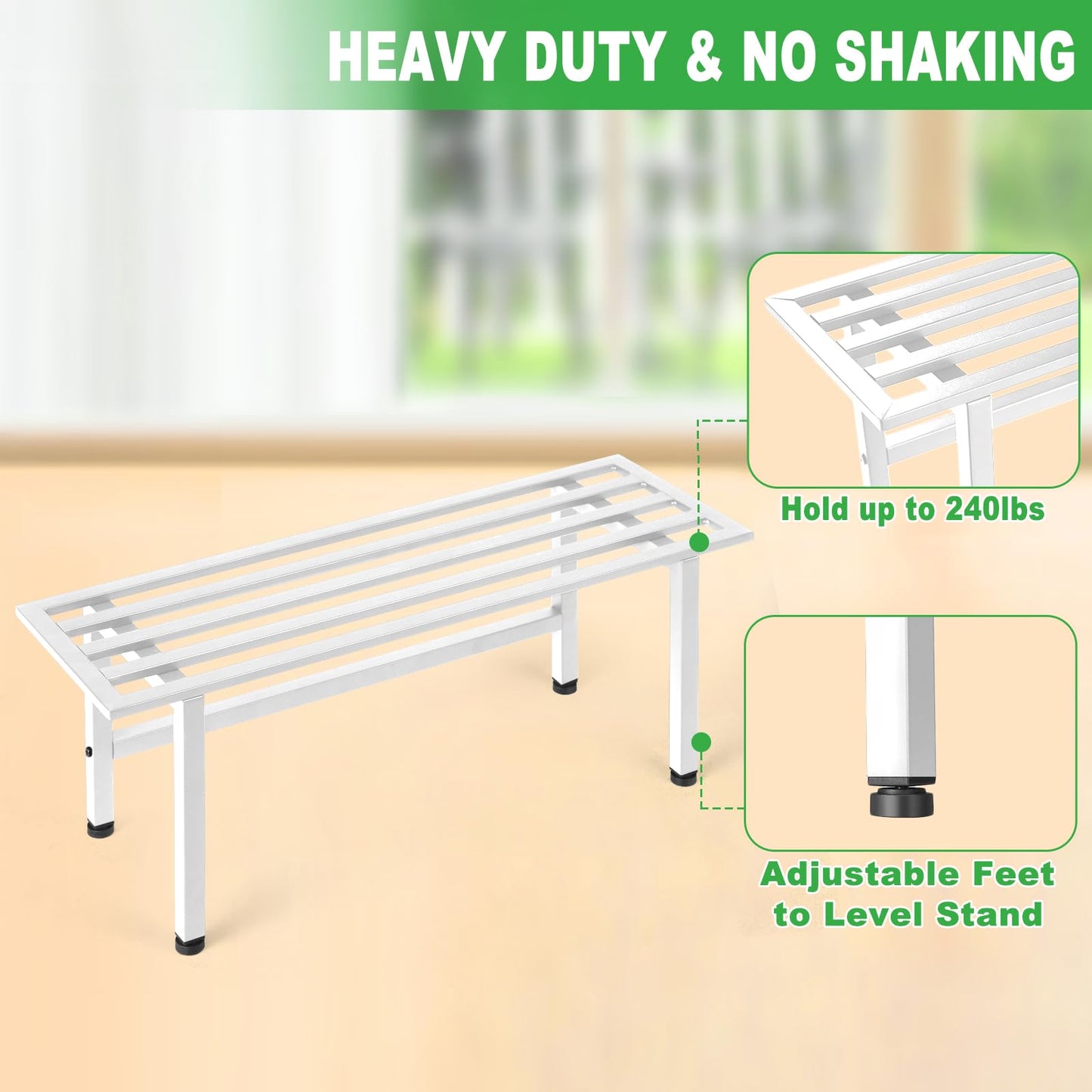 Dipion 2 Pack Metal Plant Stand Outdoor Plant Shelf Indoor,1 Tier Heavy Duty Plant Stands for Multiple Plants,26" L x 10.12" H x 8.75" W,White