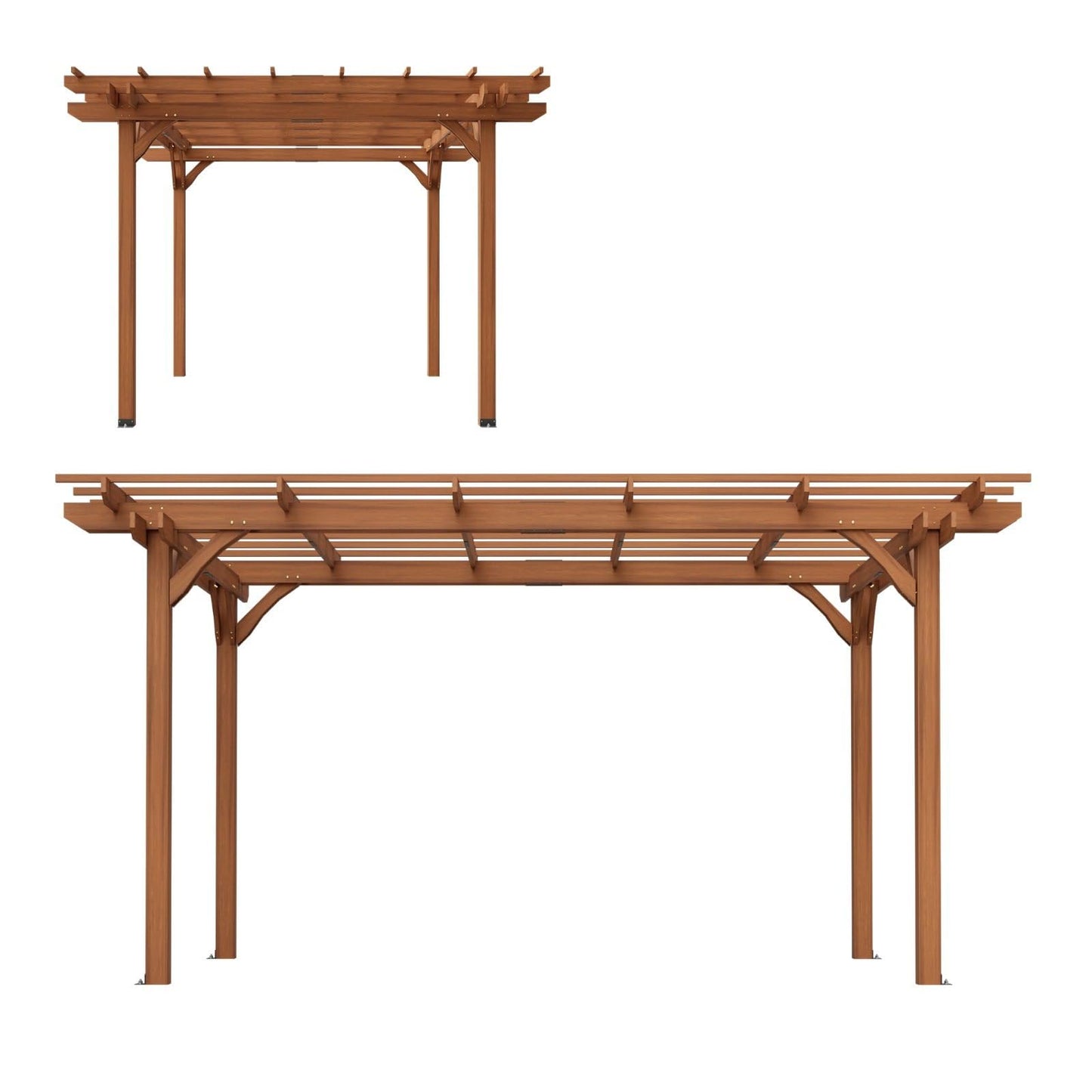 FRITHJILL 12x10FT Wooden Pergola with Slatted Roof Trellis, Fir Wood Outdoor Pergola for Climbing Plants & Vines, Waterproof Garden Arbor for Patio, Backyard, Deck