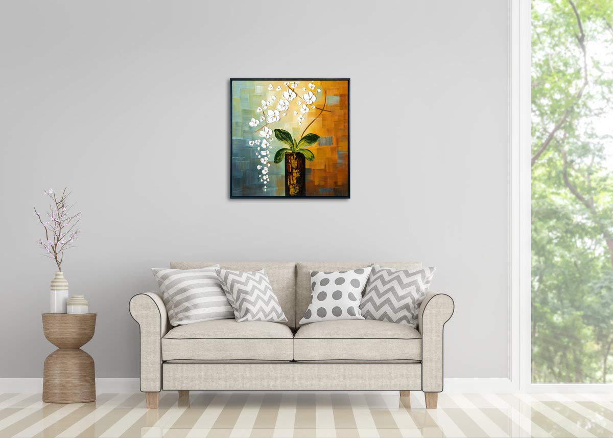 Wieco Art Framed Art Beauty of Life 100% Hand-Painted Modern Artwork Abstract Floral Oil Paintings on Canvas Wall Art for Home Decorations Wall Decor Stretched with Black Frame