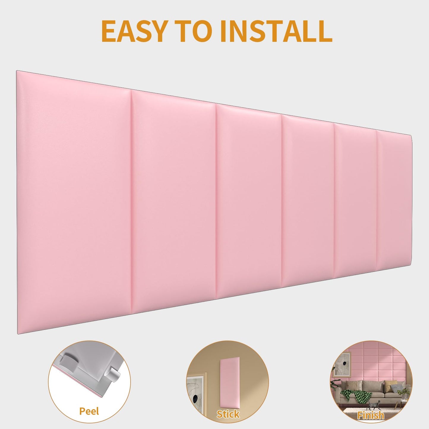 Greymond Headboards Wall Panel for Twin, Self-Adhesive 3D Wall Panels, Upholstered Wall Panel for Bedroom/Living Room (6 Pieces 9.84 in x 23.6 in)