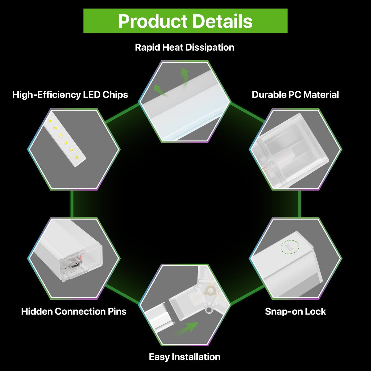 Glitgate Hexagon Garage Lights: 3 Level Dimmable 11 Hex Grid Light Shop Light 322W 35420LM, 6500K Daylight White Honeycomb Ceiling Lighting System, Super Bright Garage Lights LED for Workshop