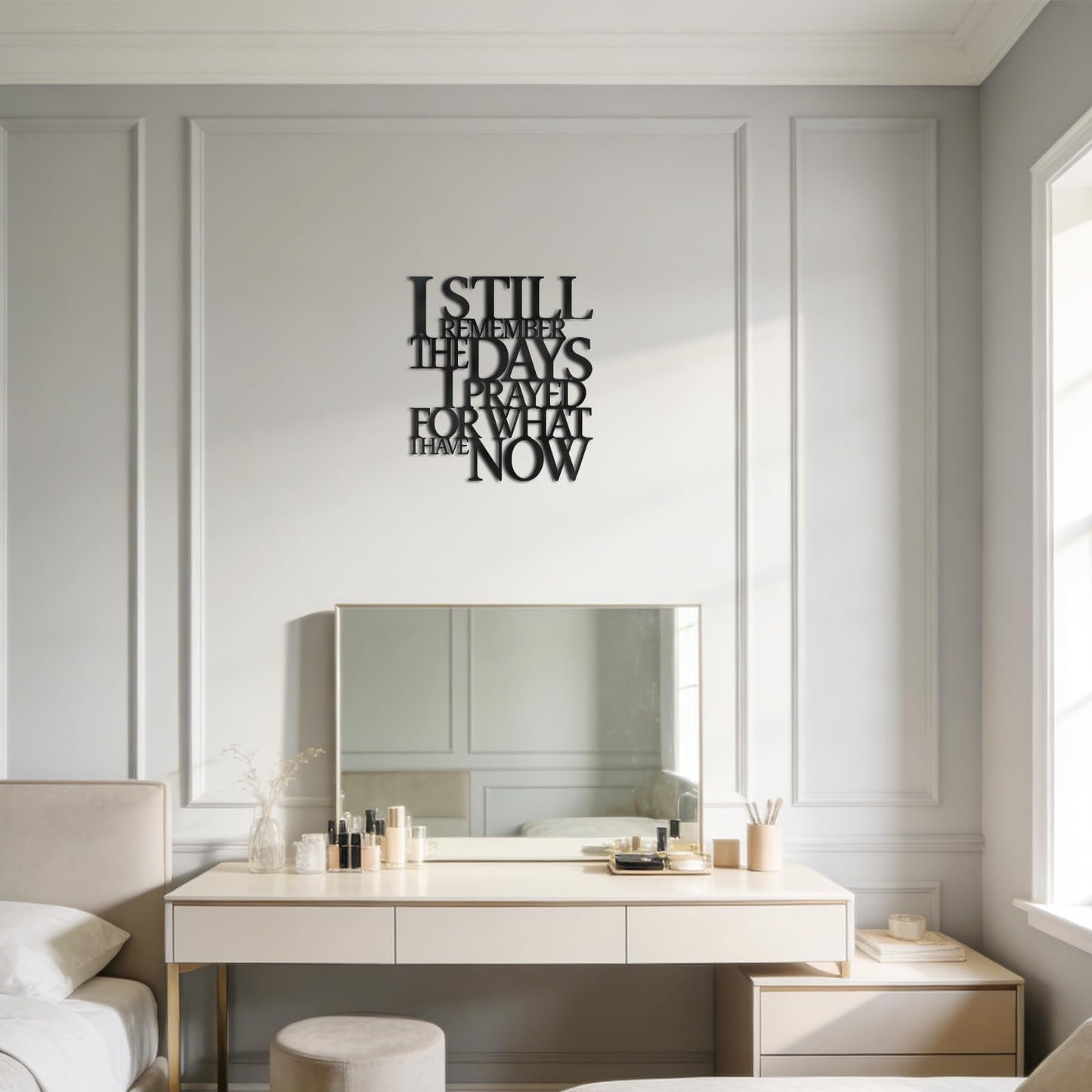 Motivational Black Metal Wall Art Home Office Decor Inspirational Living Room Wall Decor for Bedroom,I Still Remember The Days I Prayed What I Have Now,Encouragement House Warming Gift for Women Men