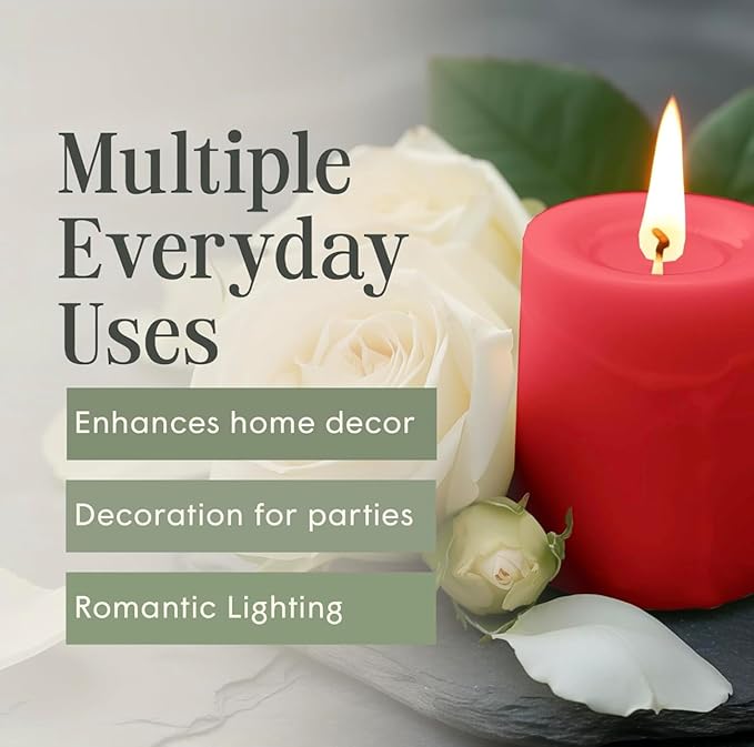 Mister Candle Rustic Red Pillar Candle ??3" x 6" Handmade Unscented Solid Color ??80 Hour Long Burn ??Holiday Candle for Christmas Décor, Weddings, Centerpieces & Rustic Home Decorations