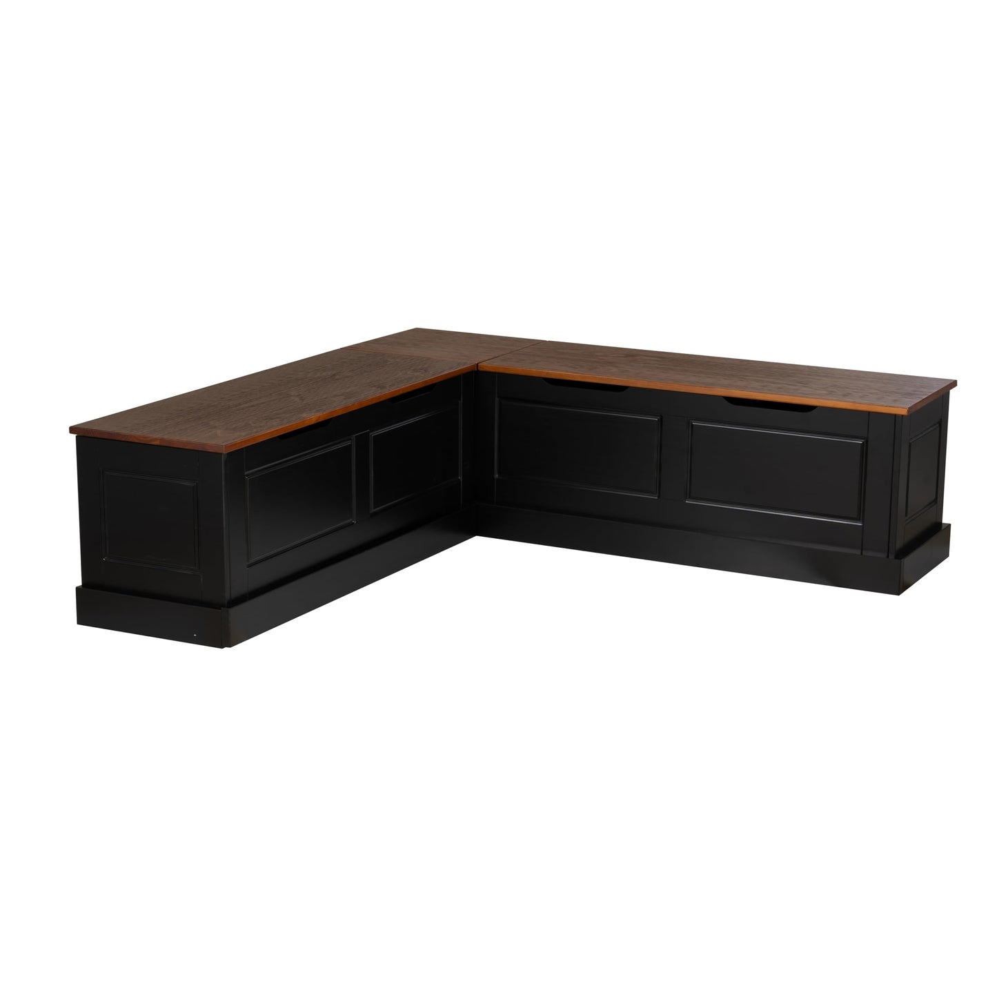 Linon Harris Black and Walnut Backless Kitchen Dining Nook with Hidden Storage Bench Space
