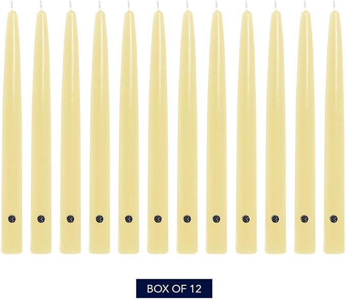 Colonial Candle Unscented Taper Candle, Handipt Collection, Limoncello, 12 in, Pack of 12 - Up to 10 Hours Burn