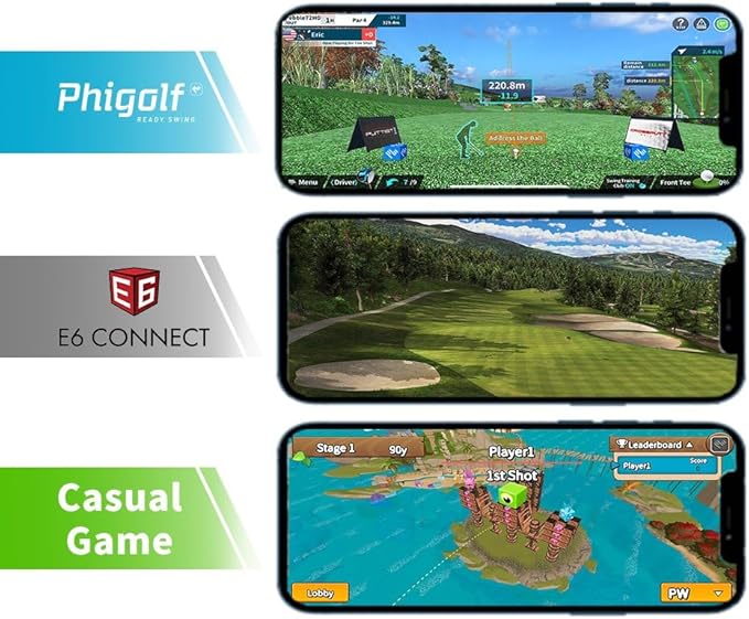 PHIGOLF Home Golf Game Simulator: Enjoy Interactive Golf with Motion Sensor & Swing Stick for Indoor & Outdoor Fun ??38,000+ Courses Worldwide, Compatible with Android, iOS, APP & E6 Connect