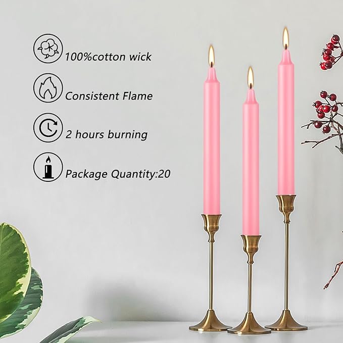 Set of 40 Pink Candles ??Spell Chime Candles for Valentine's Day,Wedding,Rituals, Prayer, Birthdays, Meditation, Altar -0.5X4 Inch Tall, Unscented (Pink)