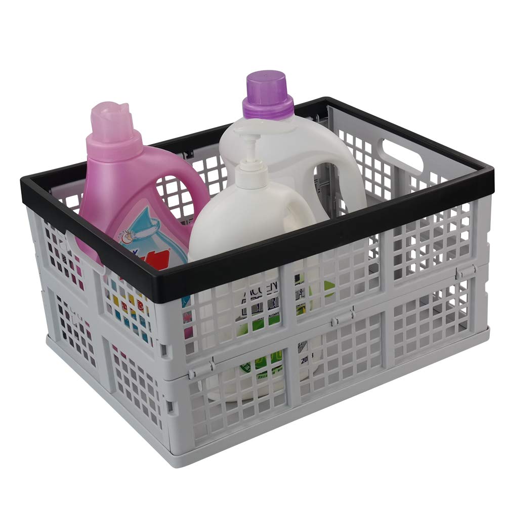 Jekiyo 34-Liter Folding Crates Storage, Collapsible Container Plastic, Set of 1