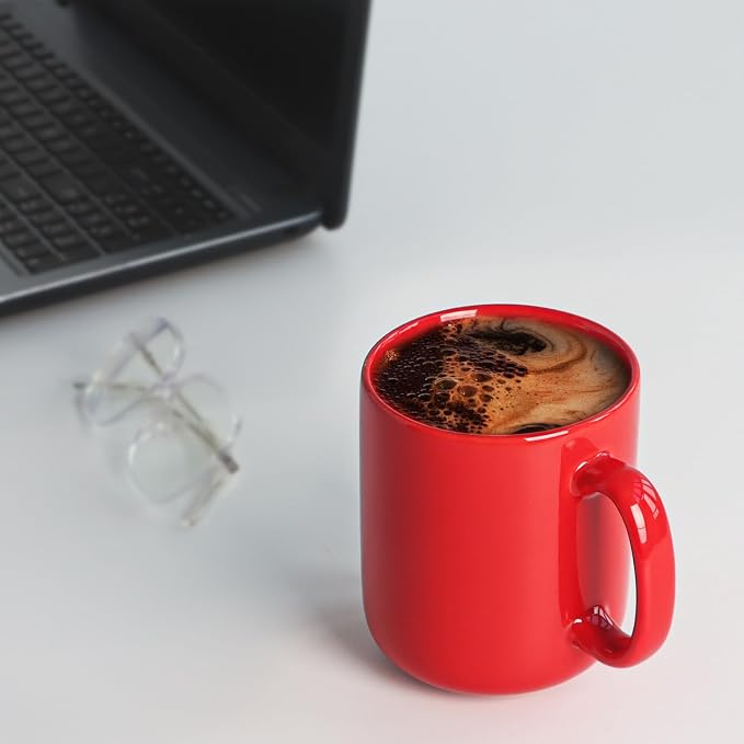 harebe 20 OZ Large Coffee Mug, Smooth Ceramic Tea Cup for Office and Home, Big Capacity with Handle, Red