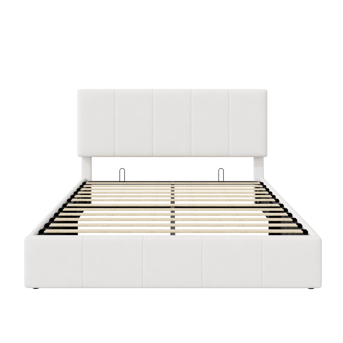 SHA CERLIN Queen Size Lift Up Storage Bed Frame, Adjustable Headboard, Hydraulic Support, Velvet Upholstered, Easy Installation, No Box Spring Needed, White