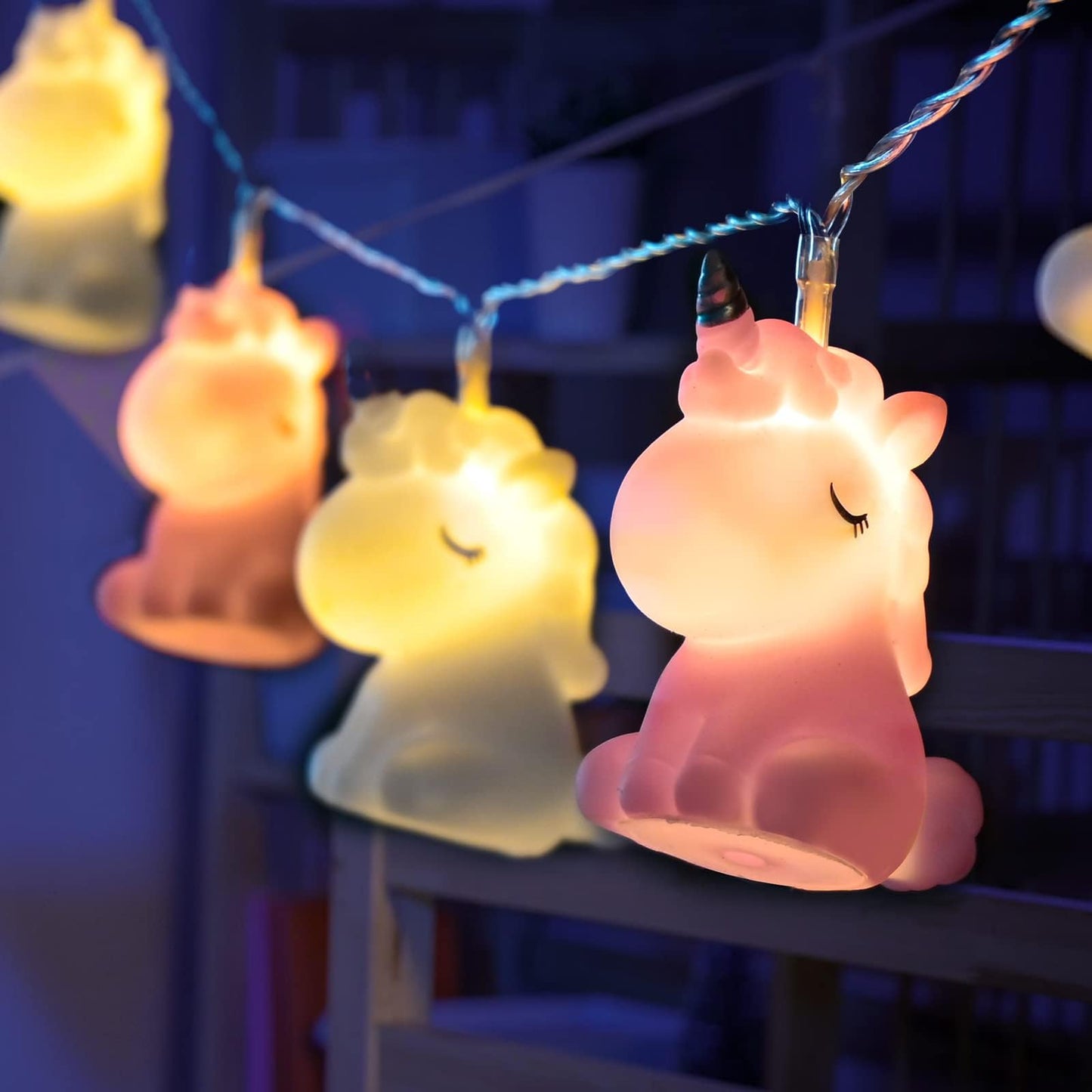 Hoolight Unicorn String Lights 10 LED Lights Battery Operated Unicorn Fairy Lights Girl Bedroom Birthday Party Kids Wedding Valentine's Day Christmas Decoration (Pink/White Unicorn String Lights)