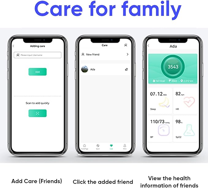 Loluka Smart Ring with Step Tracker Health Tracker with Sleep Monitor Heart Rate Monitor Family Care Fitness Ring Fitness Tracker No Subscription Fee for Android iOS Black 11