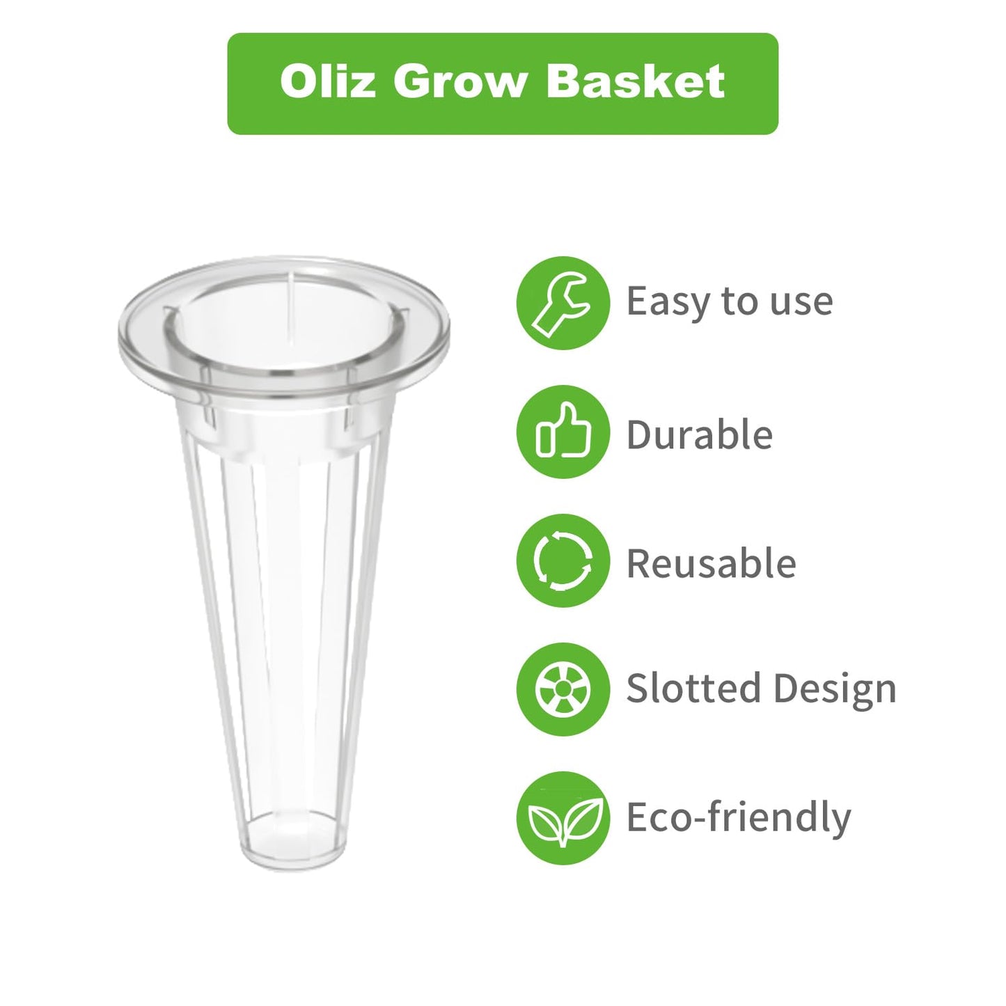 Oliz 50 Pack Hydroponic Grow Baskets with 51PCS Seed Pod Labels Stickers, Replacement Garden DIY Accessories for Most Hydroponic Growing System