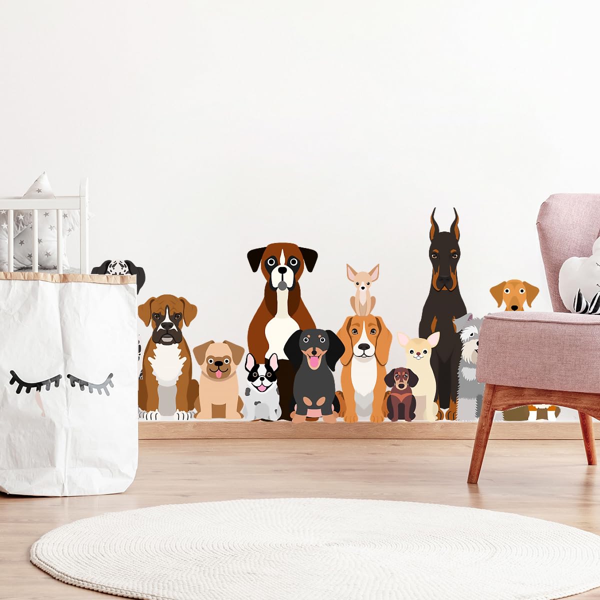 Puppy Wall Decals - Cute Golden Retriever, Corgi, Teddy, Husky Dog Stickers Decor,for Living Room, Kitchen, Bedroom, School, Pets Store, and Home Wall Art.
