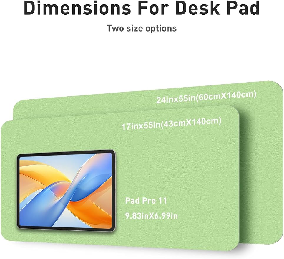 Aothia Faux Leather Desk Mat - Non-Slip PU Leather Desk Blotter, Waterproof Writing Surface, Large Desk Pad for Office & Home (Foam Green, 55" x 17")