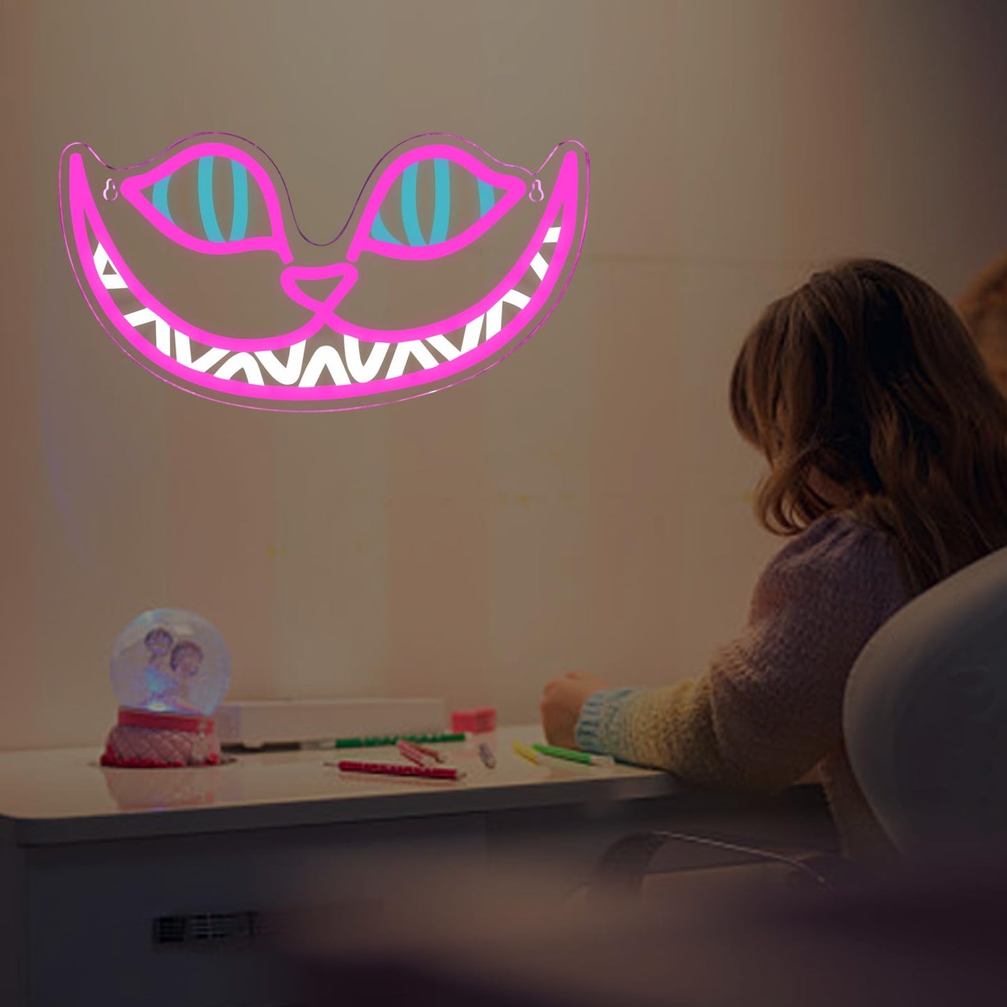 Cheshire Cat Neon Signs Alice in Wonderland Neon Light for Wall Art Decor, Smile Cat LED Lights for Dimmable LED Lights for Bedroom Man Cave Party Bar Background Decoration Birthday Gifts
